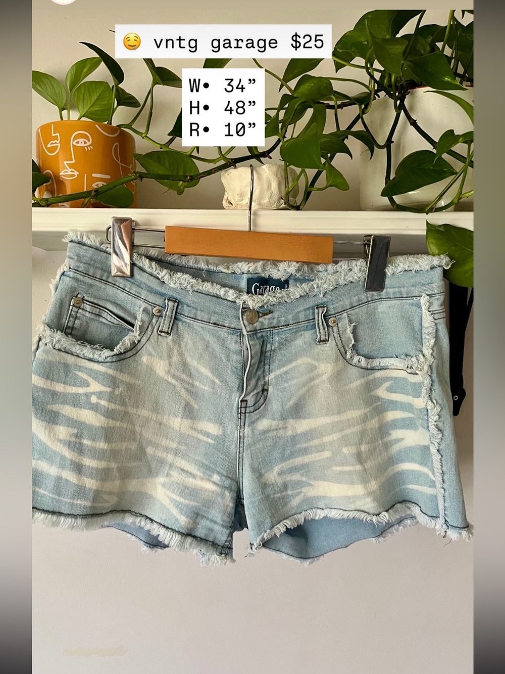 Garage Light Blue Zebra-Print Denim Shorts